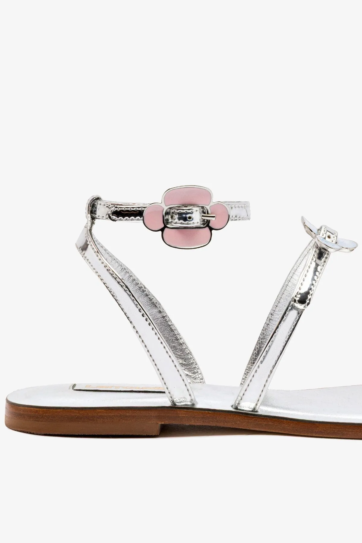 Tinx Flat Sandal In Silver Specchio sold by Larroude product image thumbnail 4