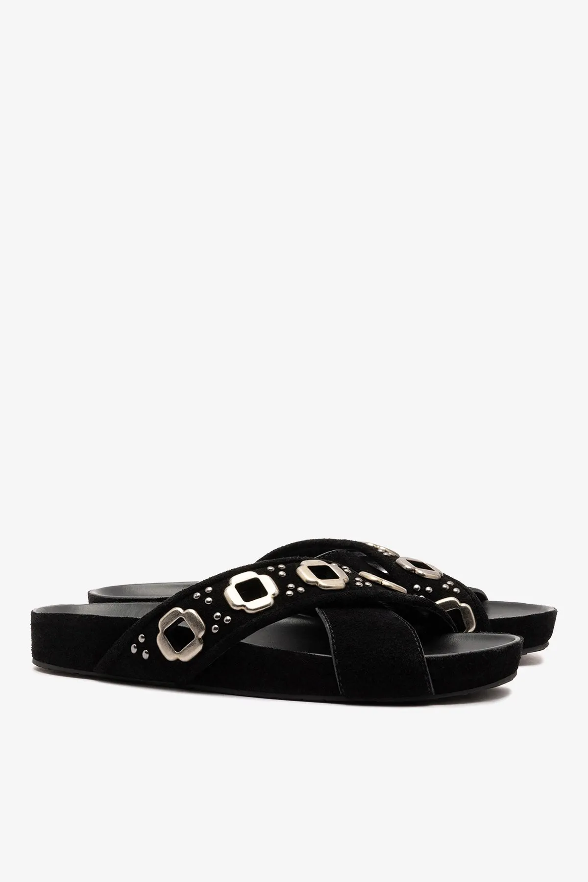 Milan Studs Slide In Black Suede sold by Larroude product image thumbnail 2