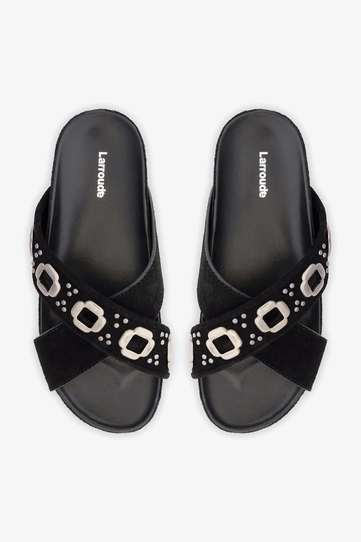 Milan Studs Slide In Black Suede sold by Larroude product image thumbnail 4