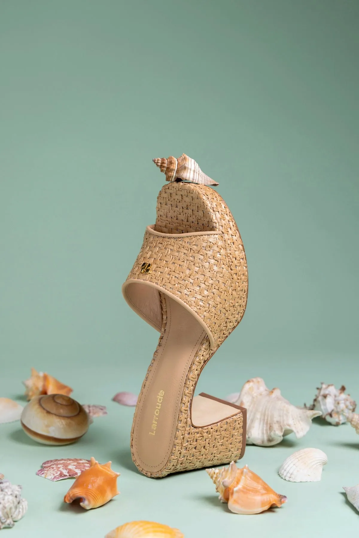 Dolly Low Mule In Natural And Beige Raffia sold by Larroude product image thumbnail 5