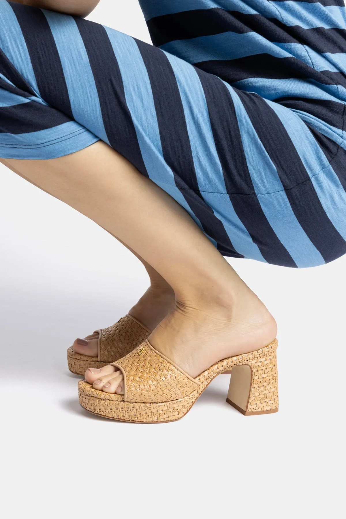 Dolly Low Mule In Natural And Beige Raffia sold by Larroude product image thumbnail 2