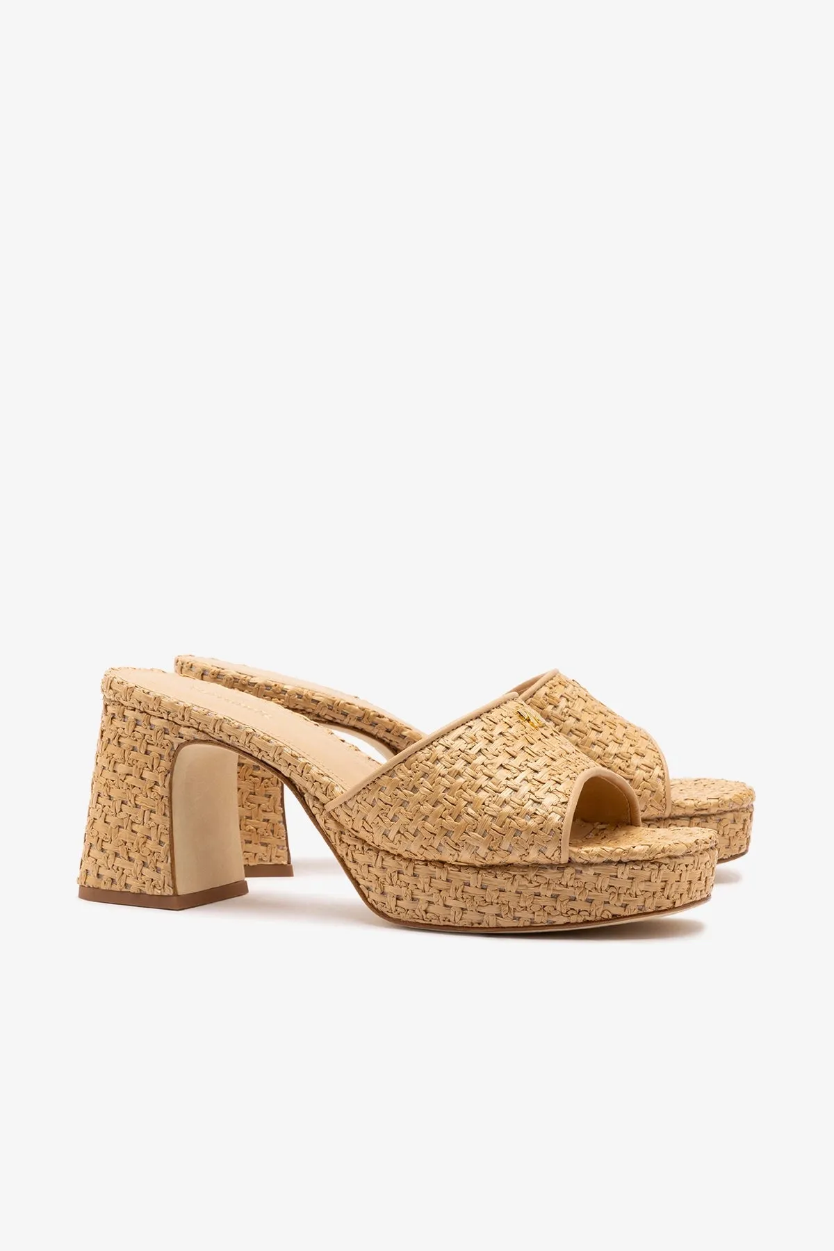 Dolly Low Mule In Natural And Beige Raffia sold by Larroude product image thumbnail 3