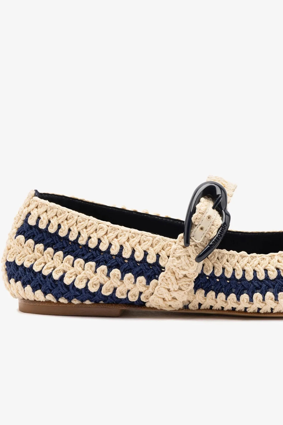 Verona Crochet Ballet Flat In Navy and Ivory Crochet sold by Larroude product image thumbnail 4