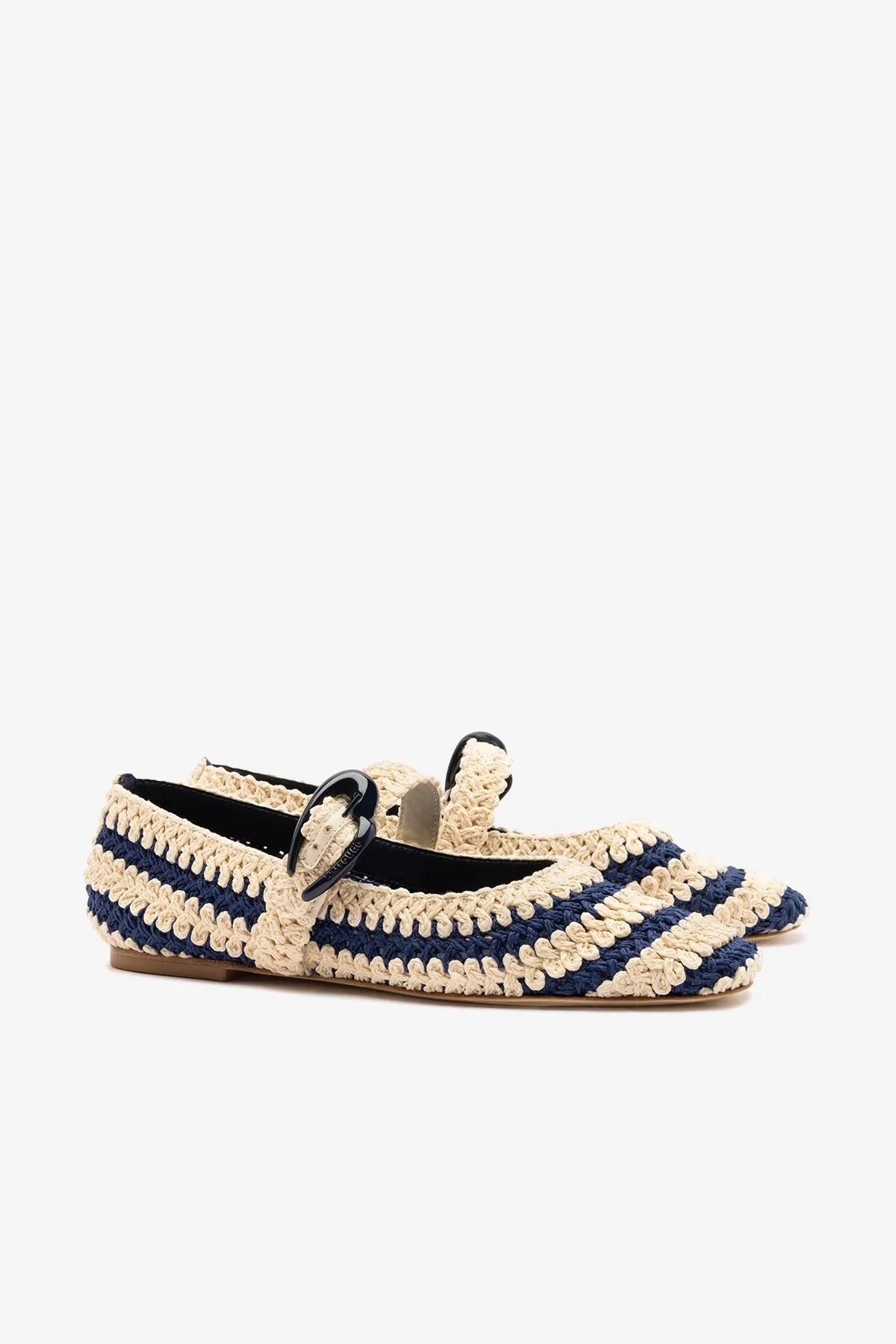 Verona Crochet Ballet Flat In Navy and Ivory Crochet sold by Larroude product image thumbnail 3