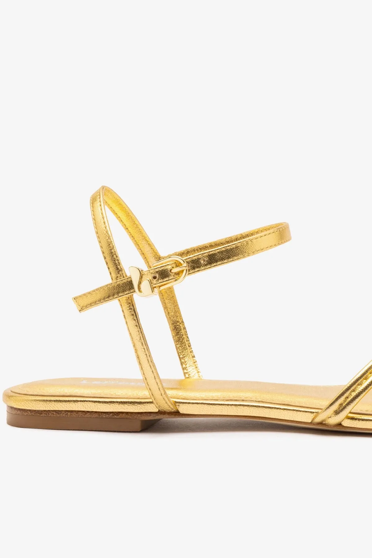 Annie Sandal Ankle Tie In Gold Metallic Leather sold by Larroude product image thumbnail 4