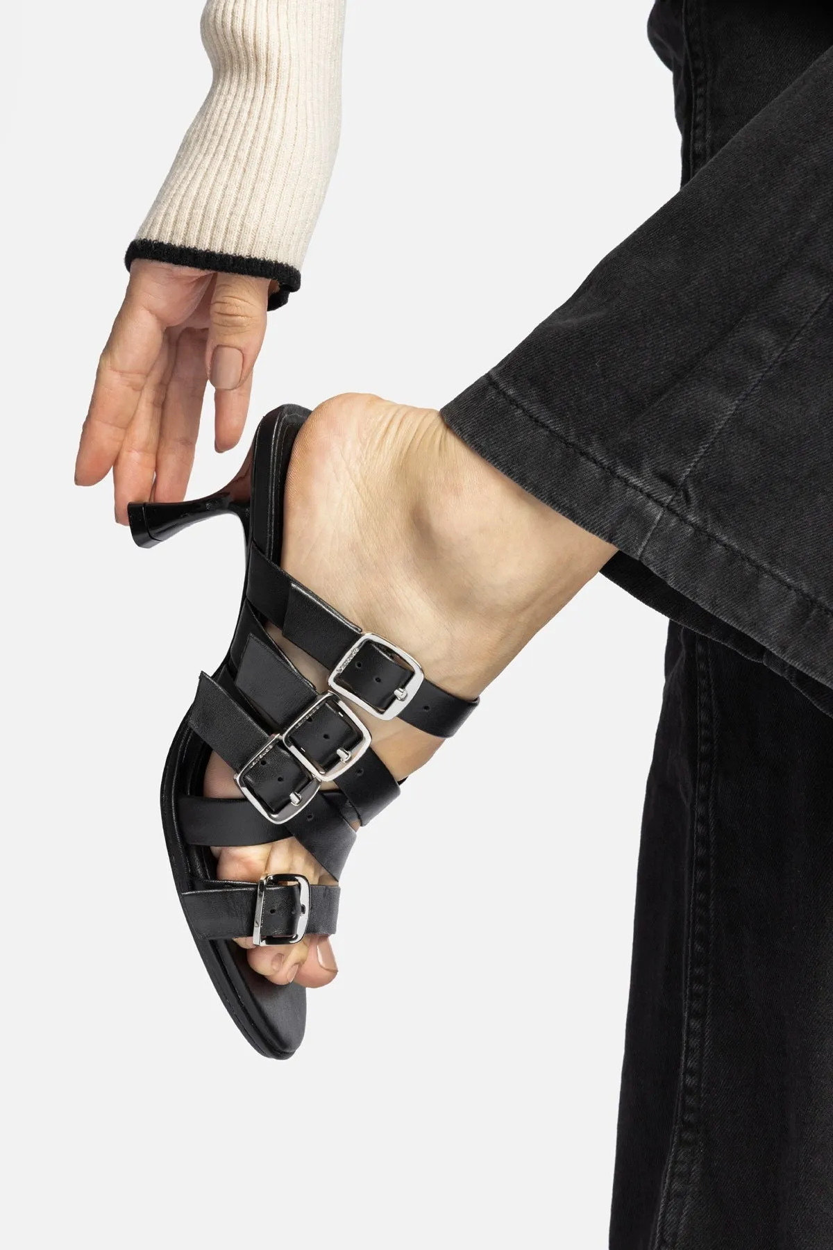 Patti Mule In Black Leather sold by Larroude product image thumbnail 2