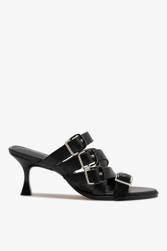 Patti Mule In Black Leather sold by Larroude