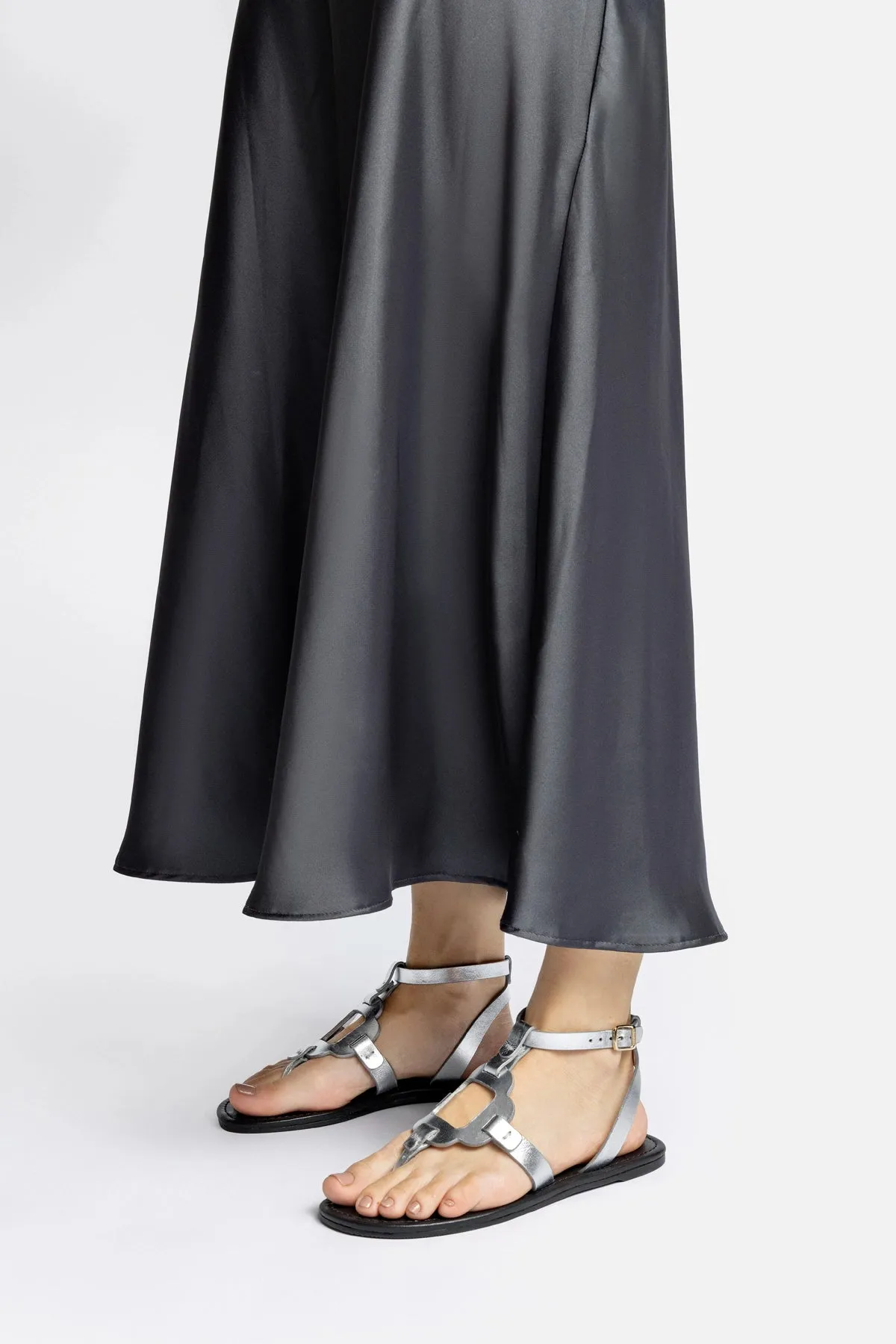 Margherita Sandal In Metallic Silver Leather sold by Larroude product image thumbnail 2