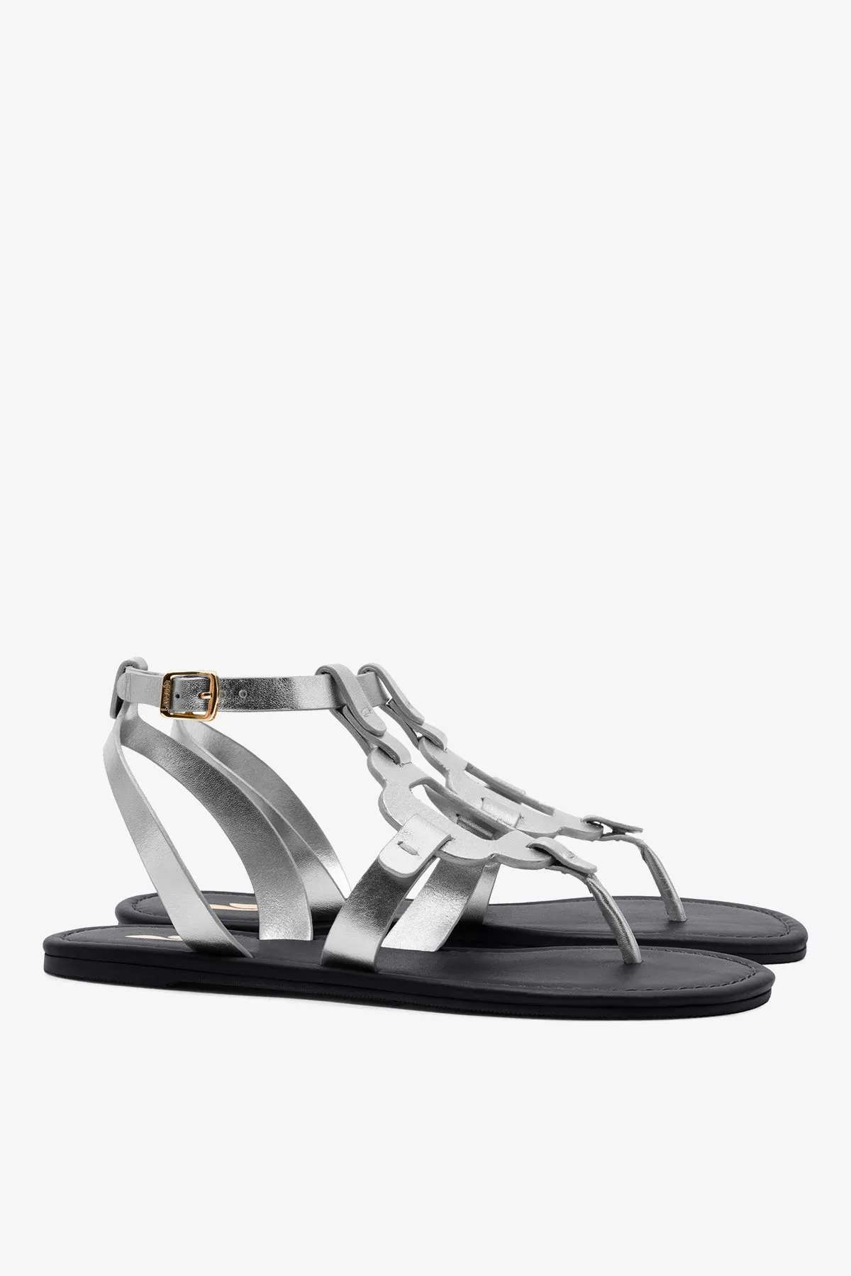 Margherita Sandal In Metallic Silver Leather sold by Larroude product image thumbnail 3