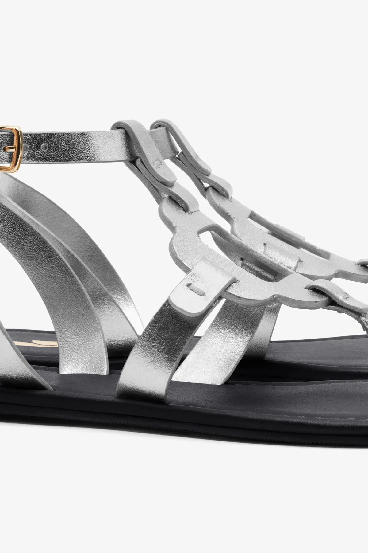 Margherita Sandal In Metallic Silver Leather sold by Larroude product image thumbnail 4