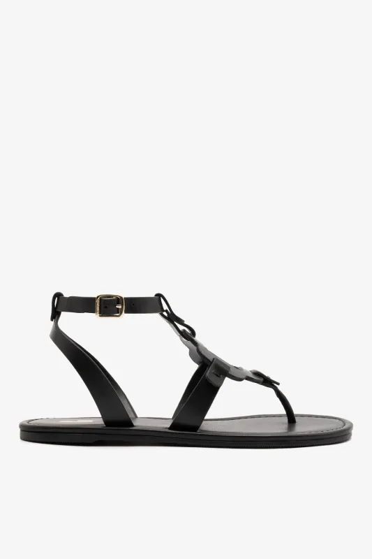 Margherita Sandal In Black Leather sold by Larroude