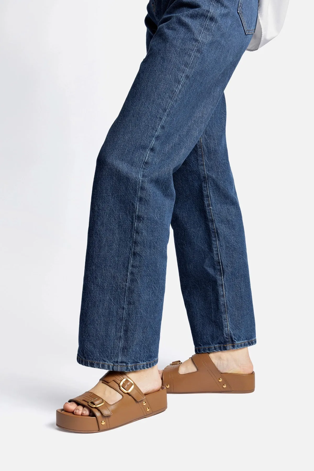 Milan Flatform Sandal In Light Caramel Vegetale Leather sold by Larroude product image thumbnail 2