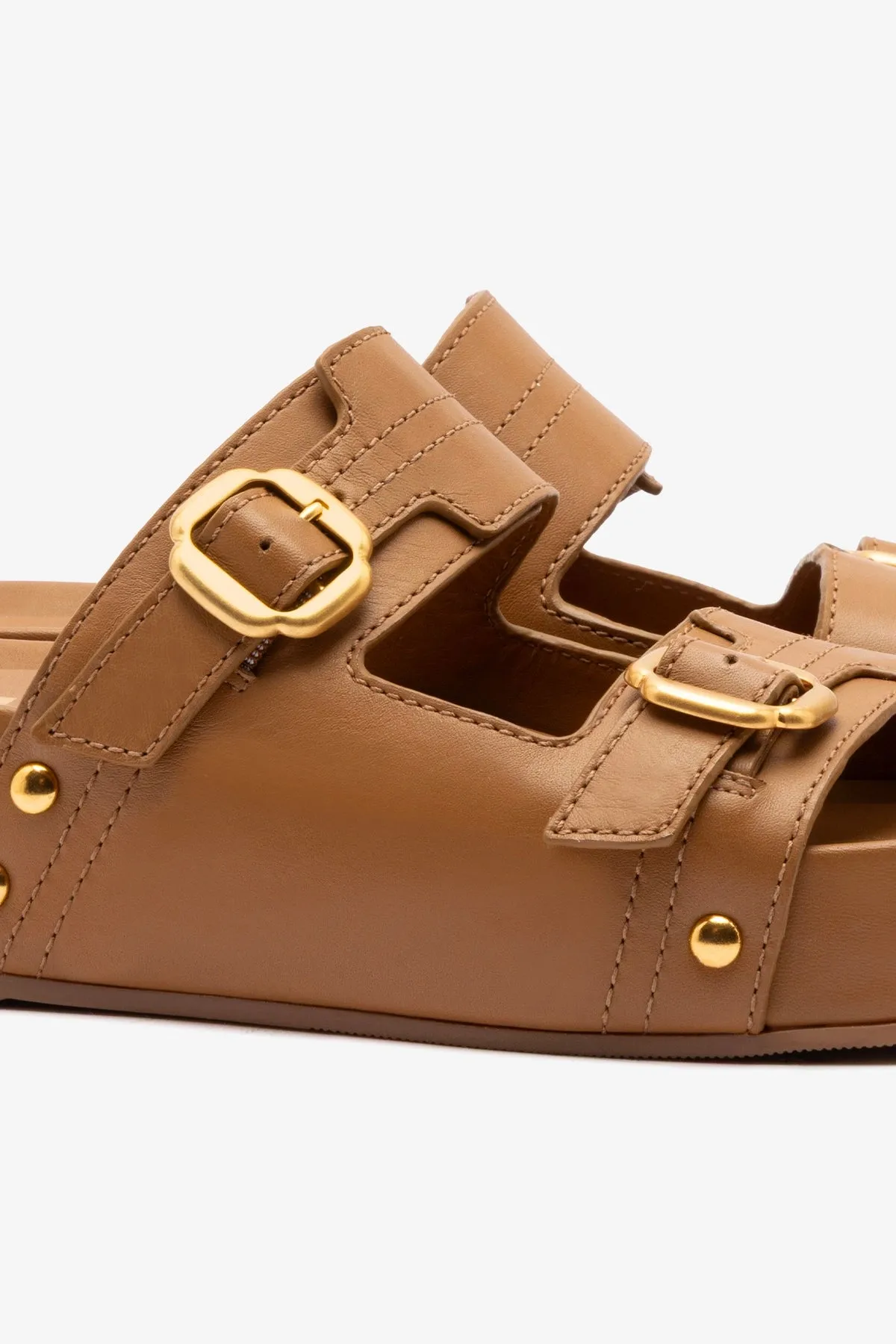 Milan Flatform Sandal In Light Caramel Vegetale Leather sold by Larroude product image thumbnail 4