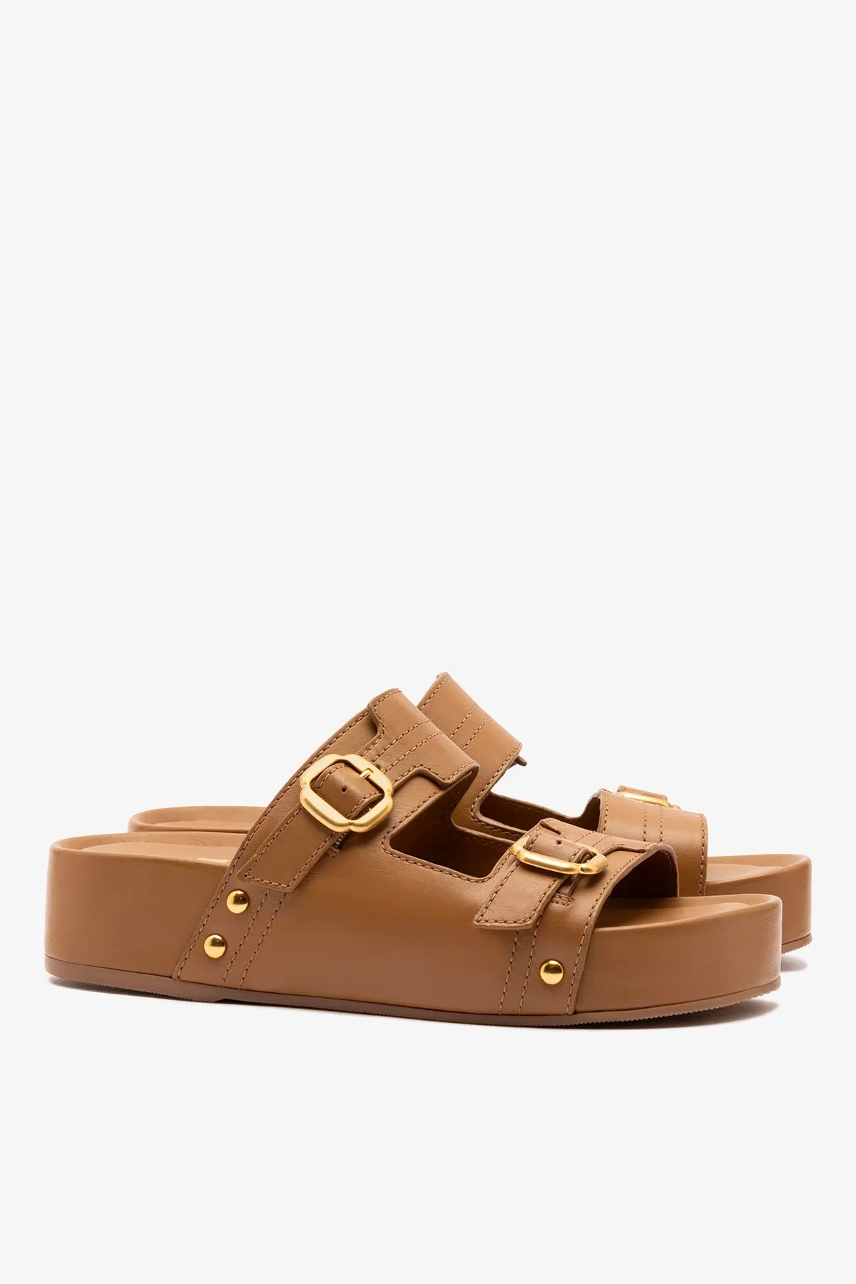 Milan Flatform Sandal In Light Caramel Vegetale Leather sold by Larroude product image thumbnail 3