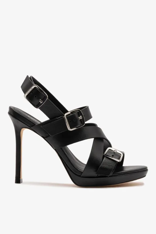 Patti Sandal In Black Leather sold by Larroude