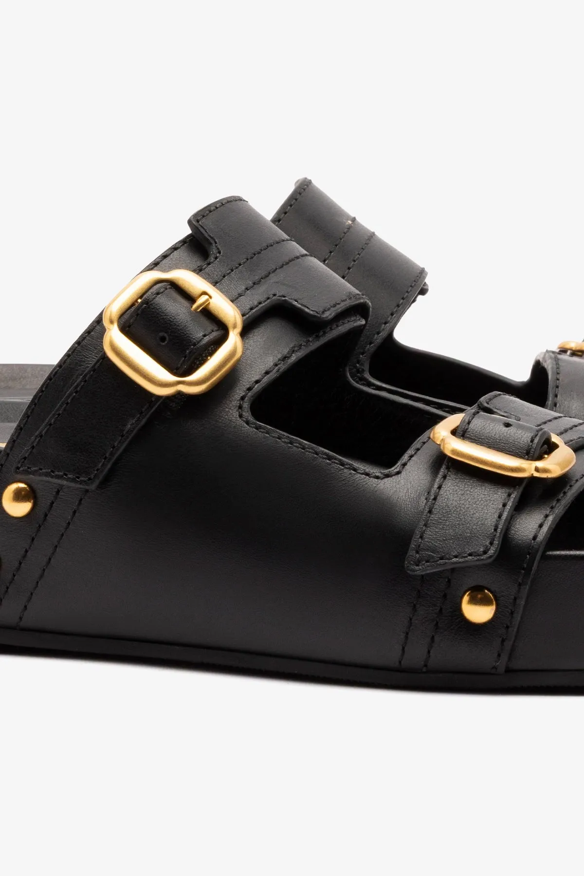 Milan Flatform Sandal In Black Vegetale Leather sold by Larroude product image thumbnail 4