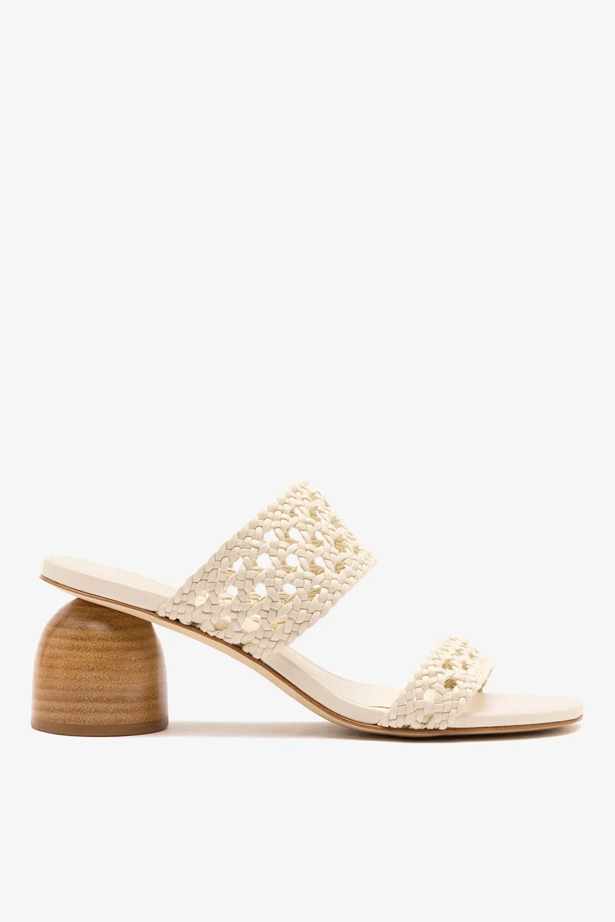Dew Drop Macrame Sandal In Ivory Leather sold by Larroude
