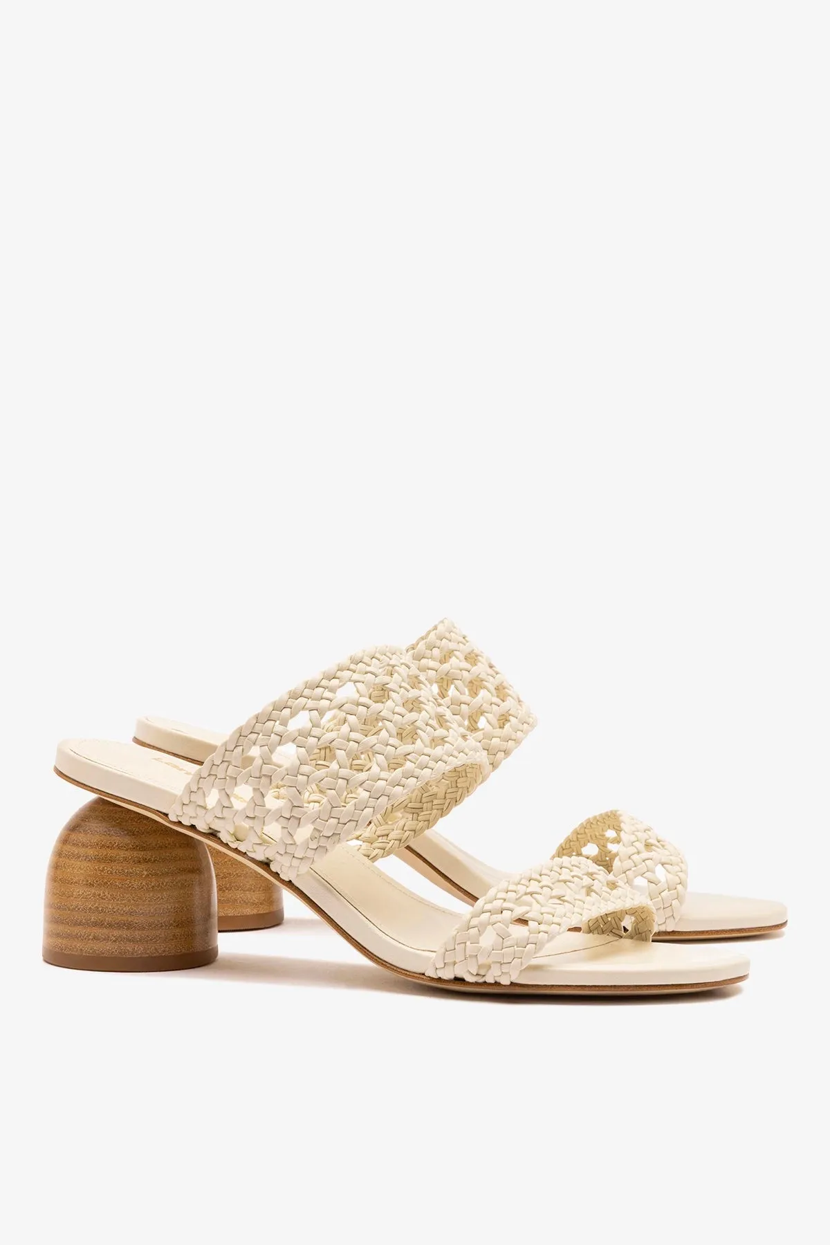Dew Drop Macrame Sandal In Ivory Leather sold by Larroude product image thumbnail 3