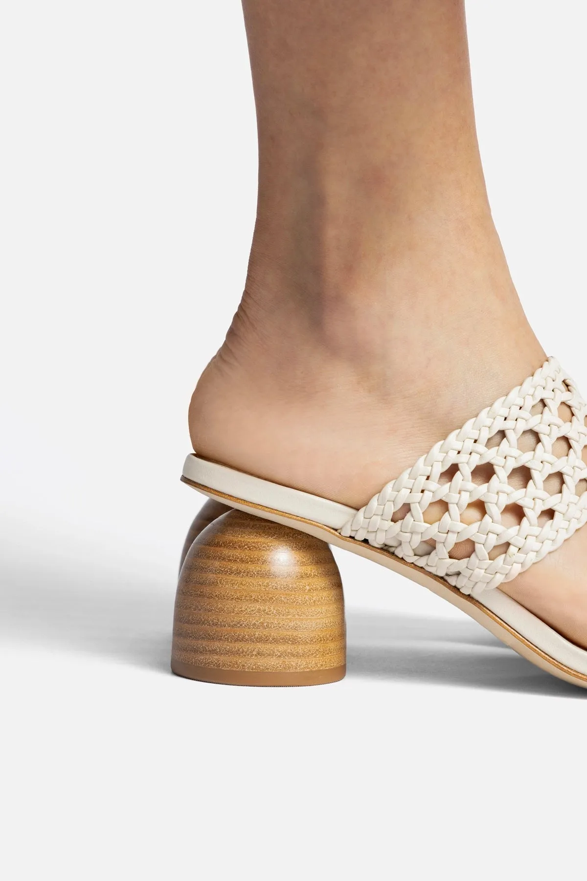 Dew Drop Macrame Sandal In Ivory Leather sold by Larroude product image thumbnail 5