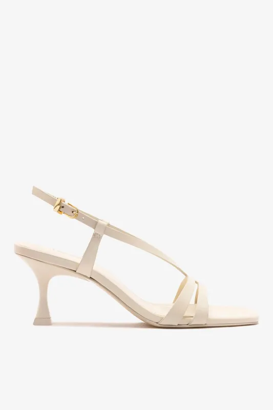 Daphne Sandal In Ivory Leather sold by Larroude