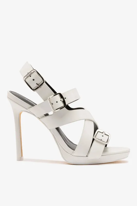 Patti Sandal In White Leather sold by Larroude