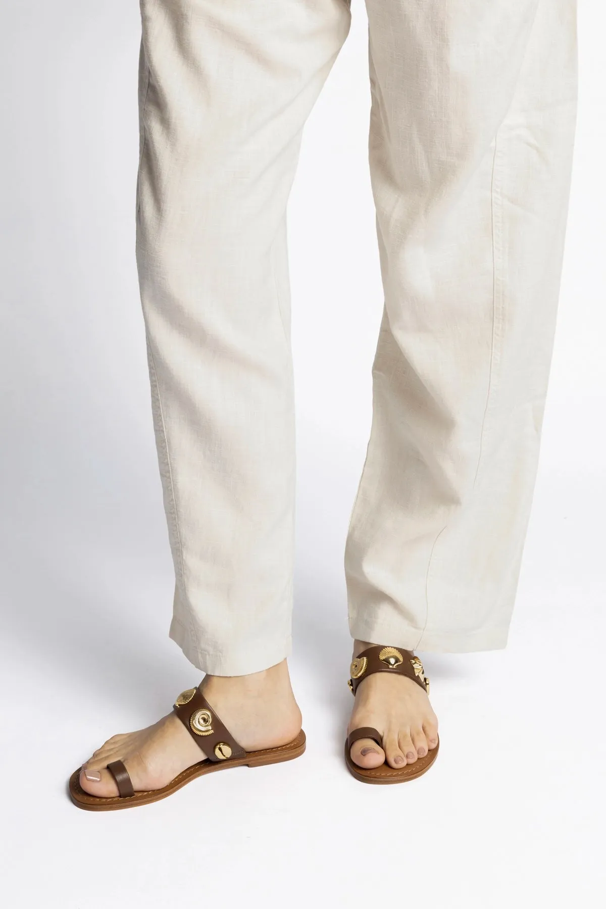 Madison Thong Sandal In Burnt Umber Leather sold by Larroude product image thumbnail 5