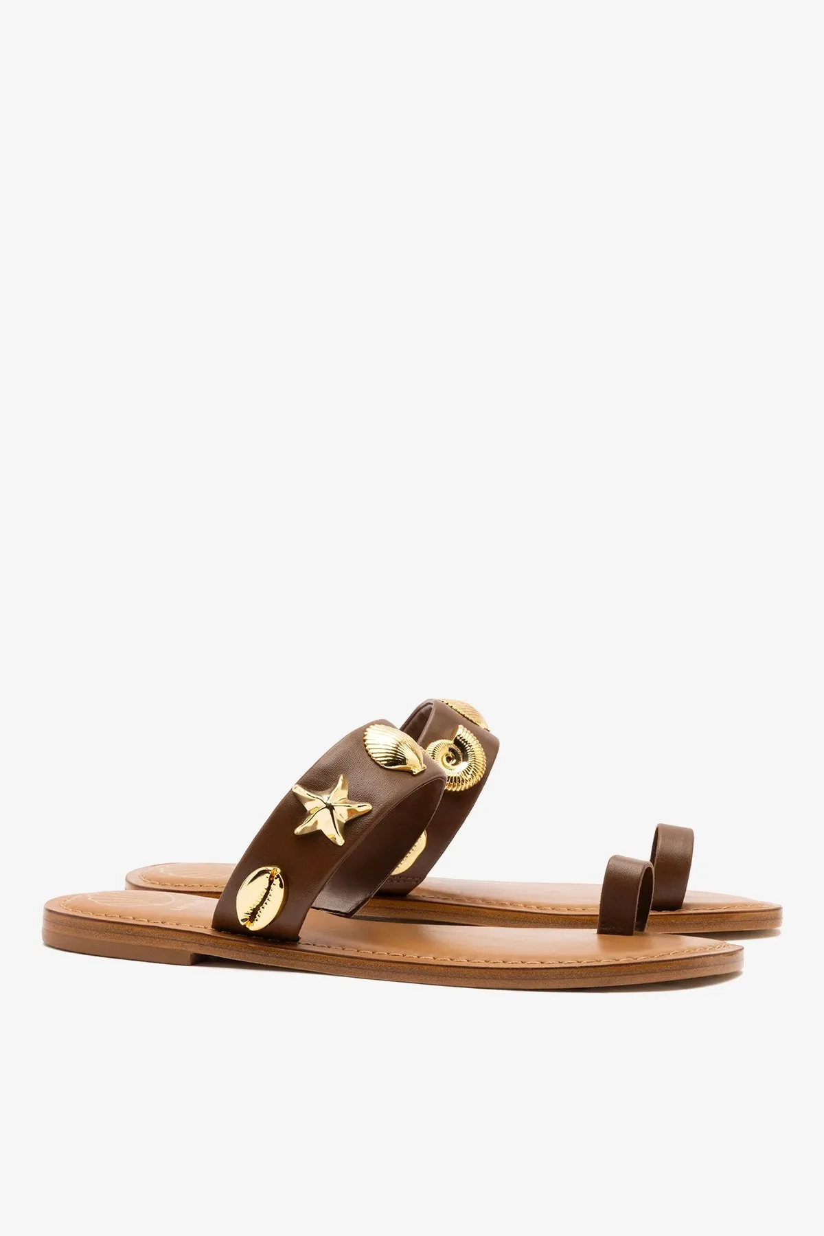 Madison Thong Sandal In Burnt Umber Leather sold by Larroude product image thumbnail 3