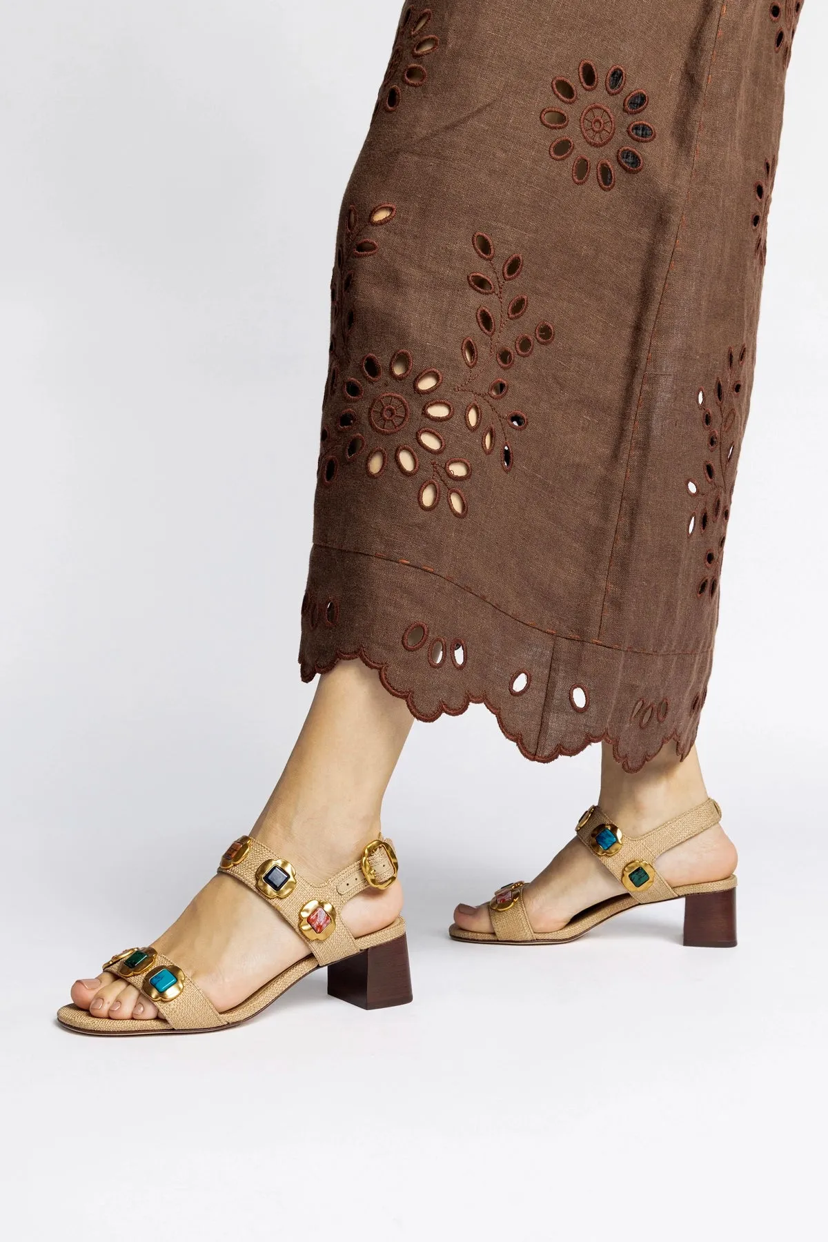 Milan Gioiello Block Sandal In Beige Raffia sold by Larroude product image thumbnail 2