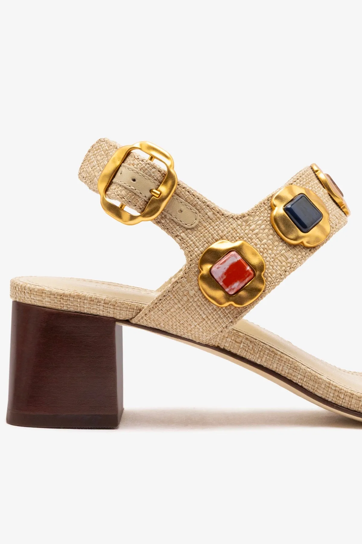 Milan Gioiello Block Sandal In Beige Raffia sold by Larroude product image thumbnail 4