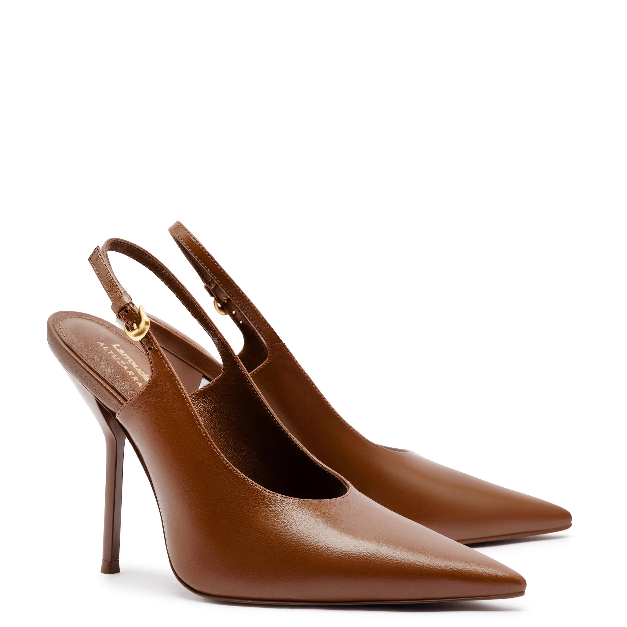 Larroudé x Altuzarra Pump In Burnt Umber Leather sold by Larroude product image thumbnail 2