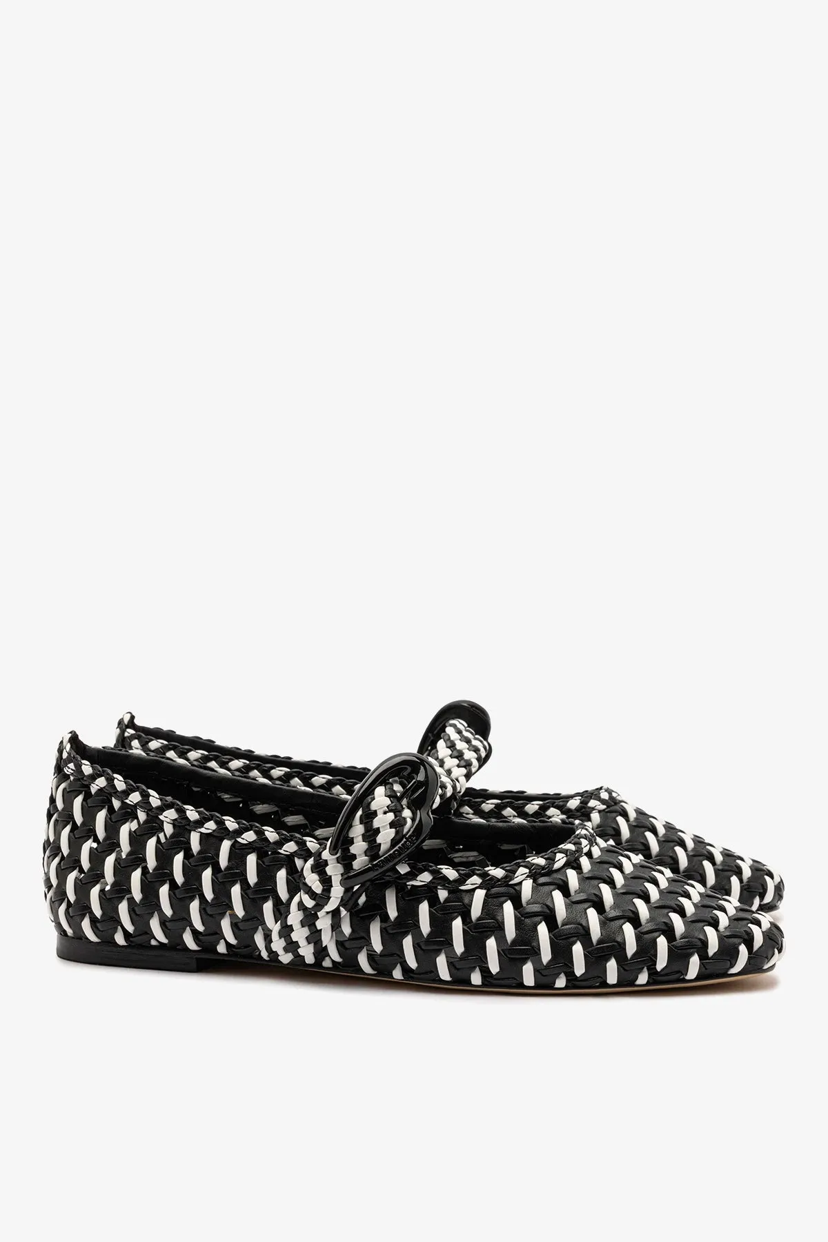Verona Macrame Ballet Flat In Black and White Leather sold by Larroude product image thumbnail 2