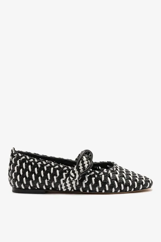 Verona Macrame Ballet Flat In Black and White Leather sold by Larroude
