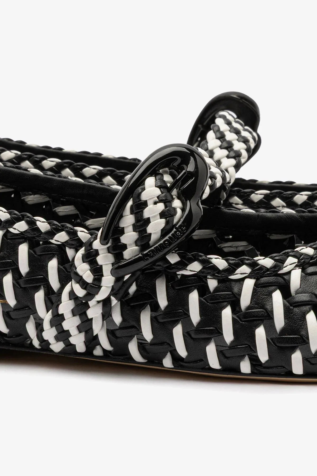 Verona Macrame Ballet Flat In Black and White Leather sold by Larroude product image thumbnail 3