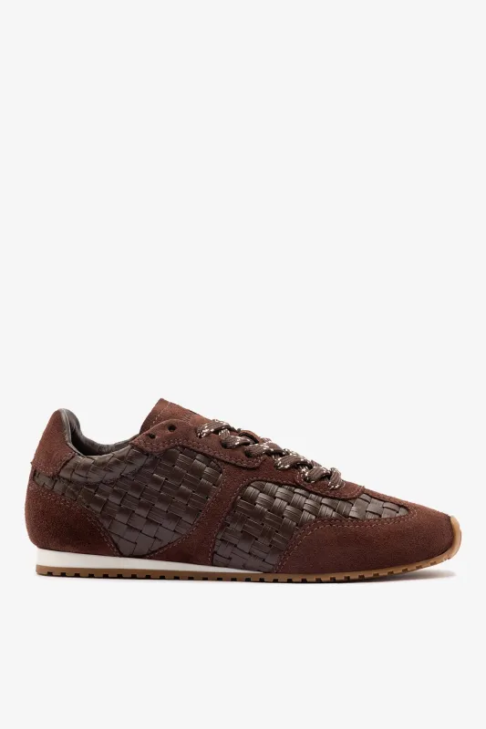 Stella Macrame Sneaker In Brown Leather and Suede sold by Larroude