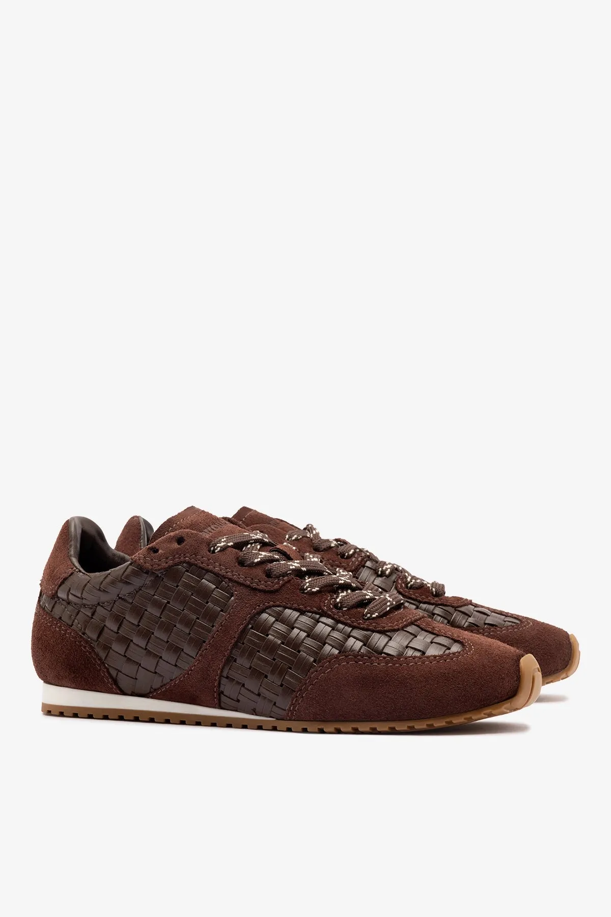 Stella Macrame Sneaker In Brown Leather and Suede sold by Larroude product image thumbnail 3