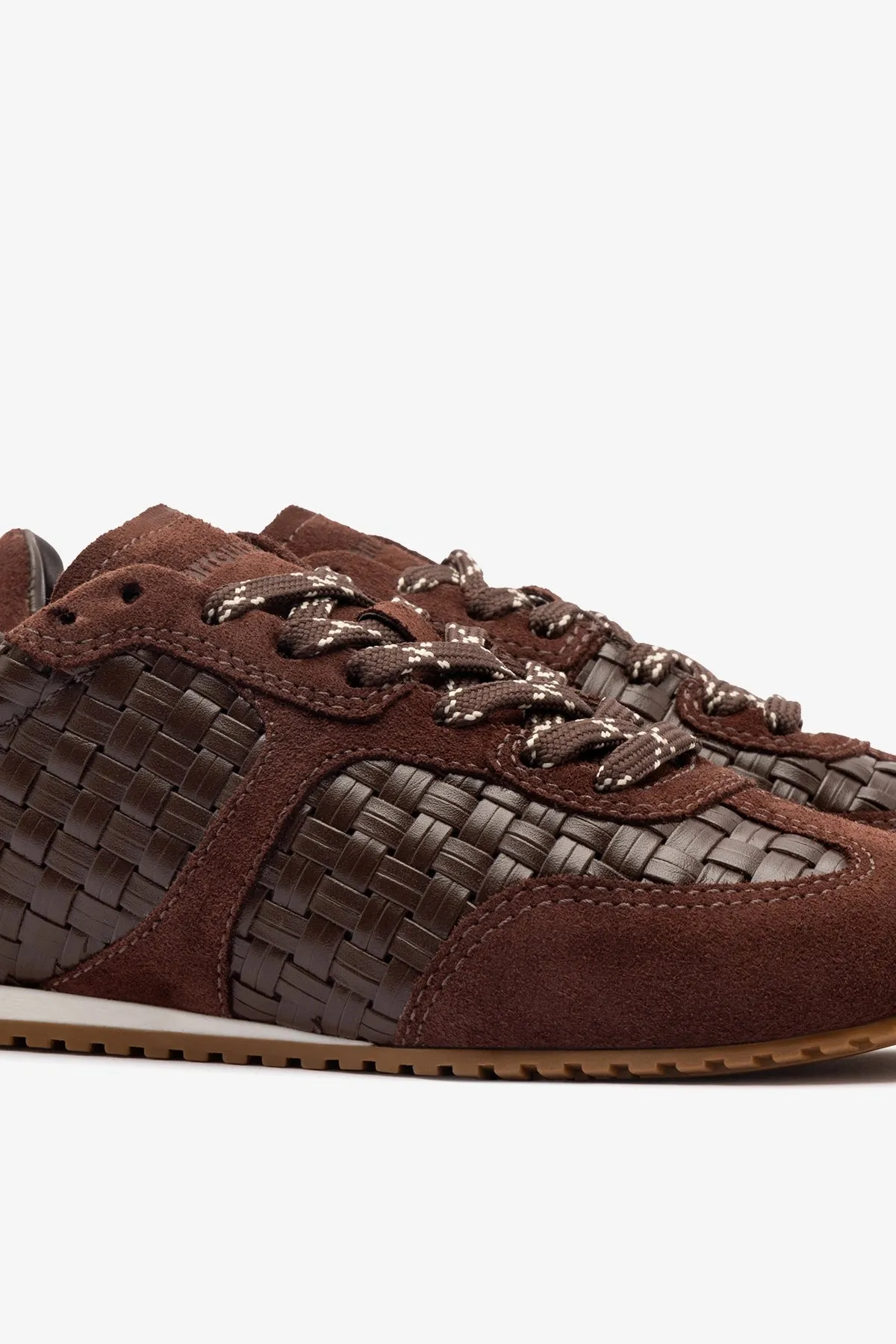 Stella Macrame Sneaker In Brown Leather and Suede sold by Larroude product image thumbnail 5
