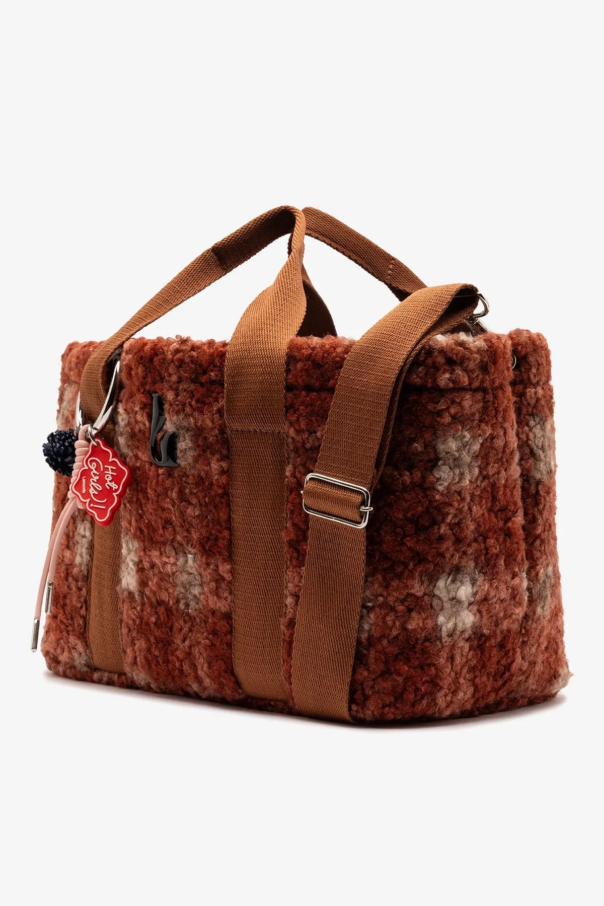 Americana Tote Bag In Berry Plaid Fur sold by Larroude product image thumbnail 4