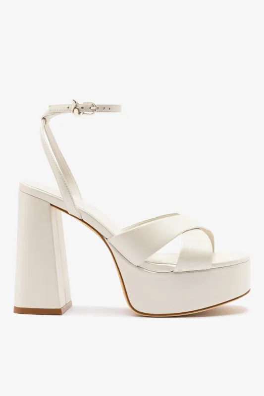 Dolly X Platform Sandal In Pearl Leather made by Larroude