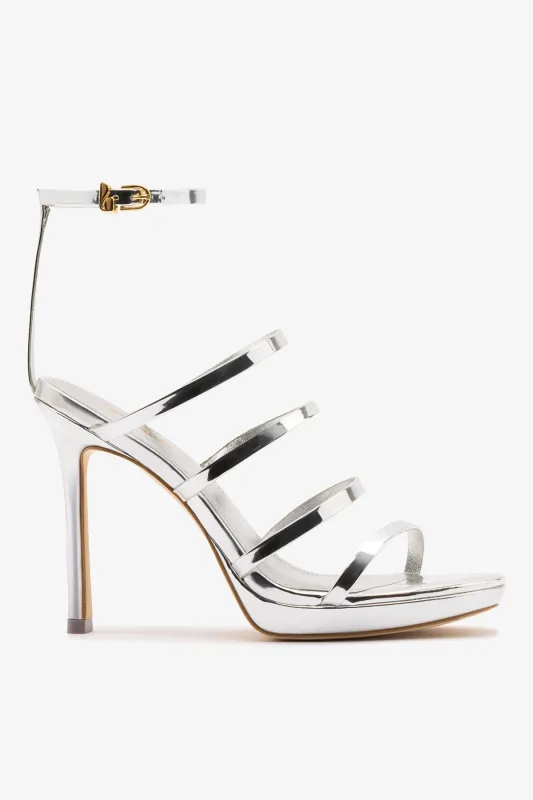 Sasha Platform Sandal In Silver Specchio sold by Larroude