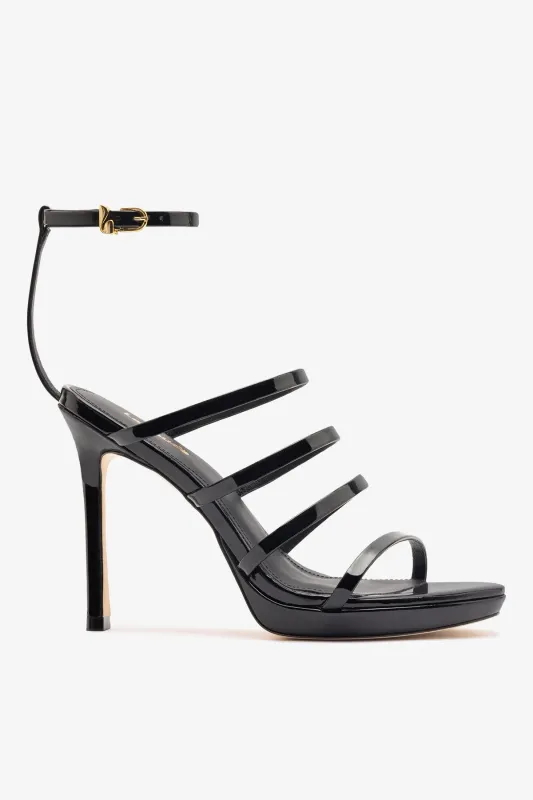 Sasha Platform Sandal In Black Patent Leather sold by Larroude