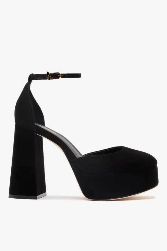 Ari Pump In Black Suede sold by Larroude