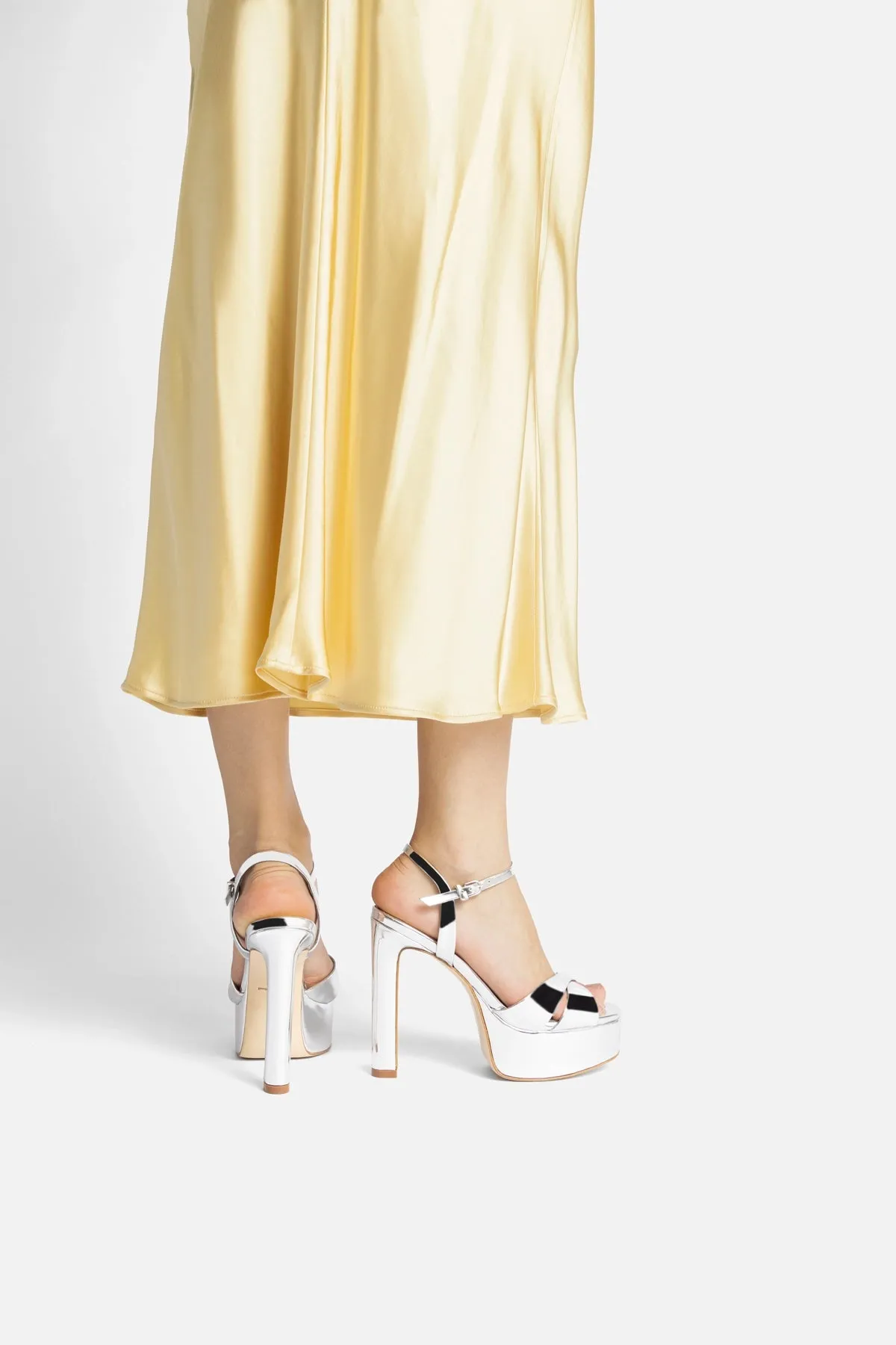Bianca High Platform Sandal In Silver Specchio sold by Larroude product image thumbnail 5