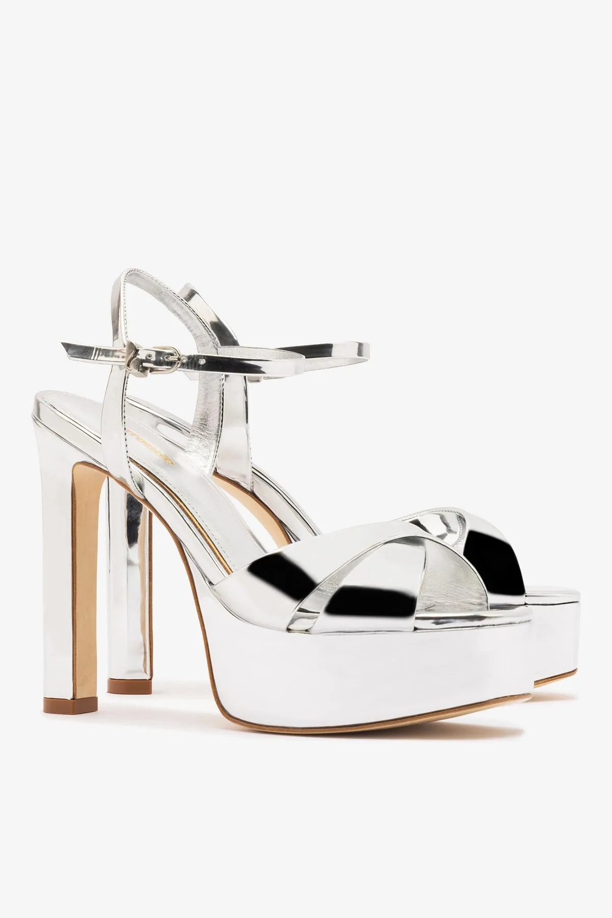 Bianca High Platform Sandal In Silver Specchio sold by Larroude product image thumbnail 3