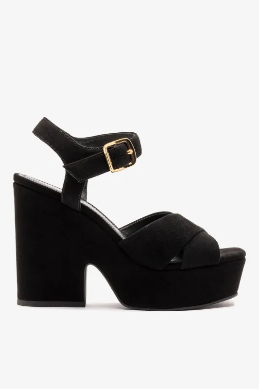 Cher Sandal In Black Leather sold by Larroude