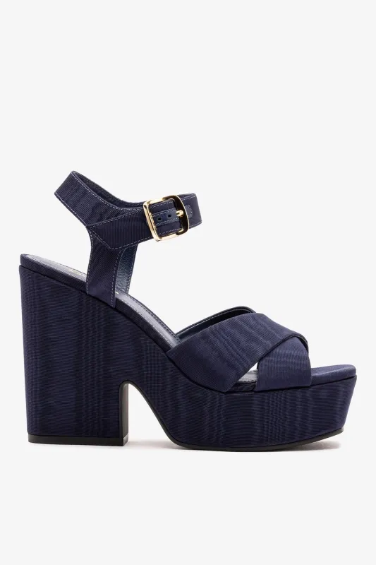 Cher Sandal In Indigo Leather sold by Larroude