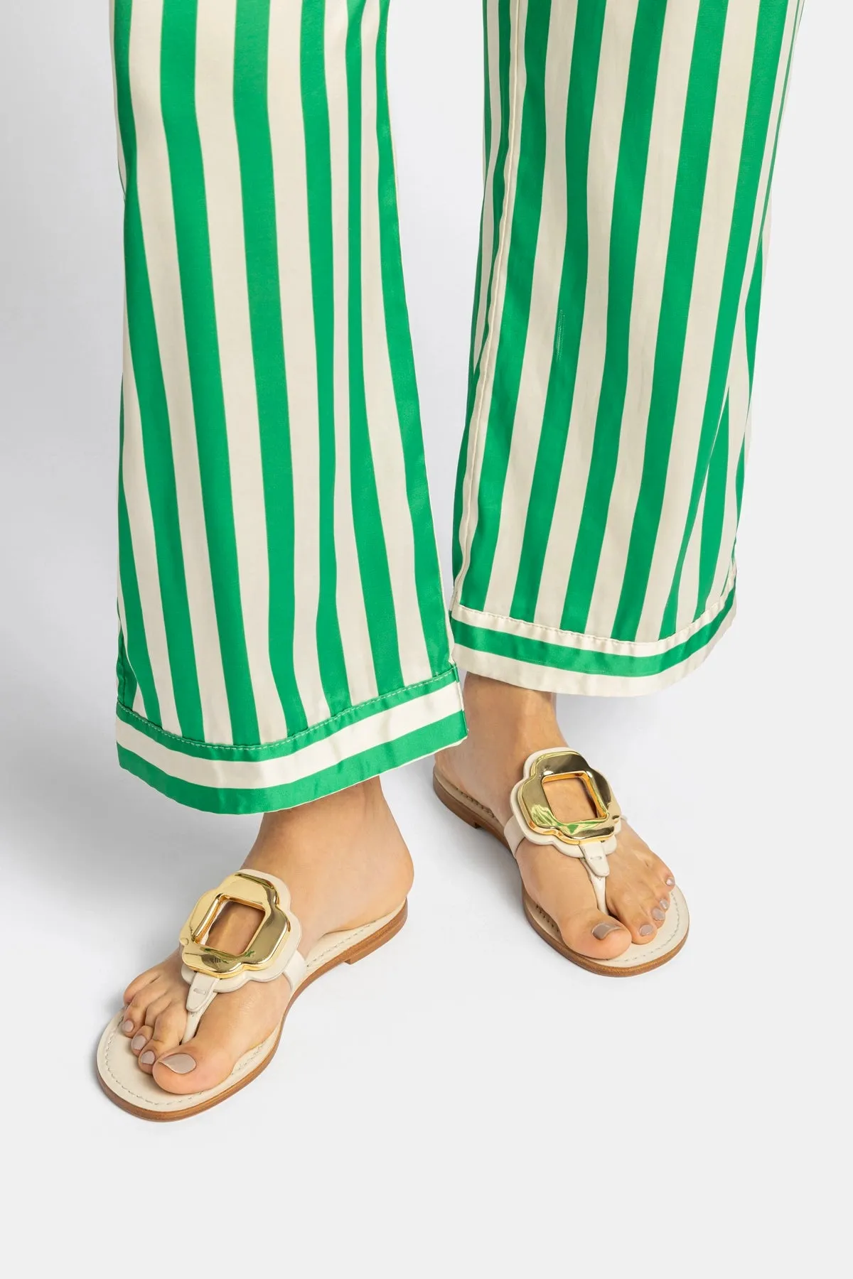 Margherita Thong Sandal in Ivory Leather and Gold Hardware sold by Larroude product image thumbnail 2