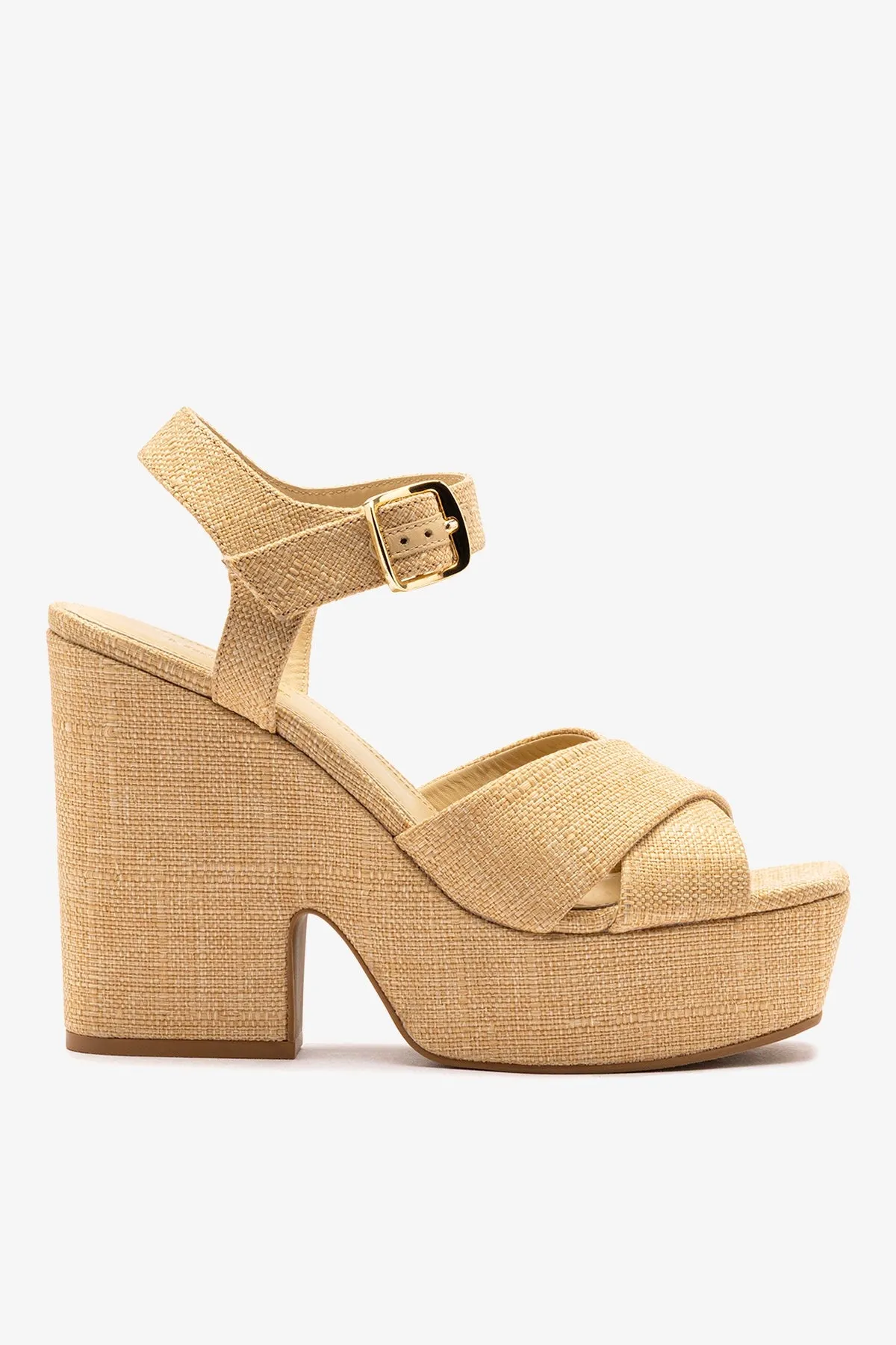Cher Sandal In Beige Raffia sold by Larroude