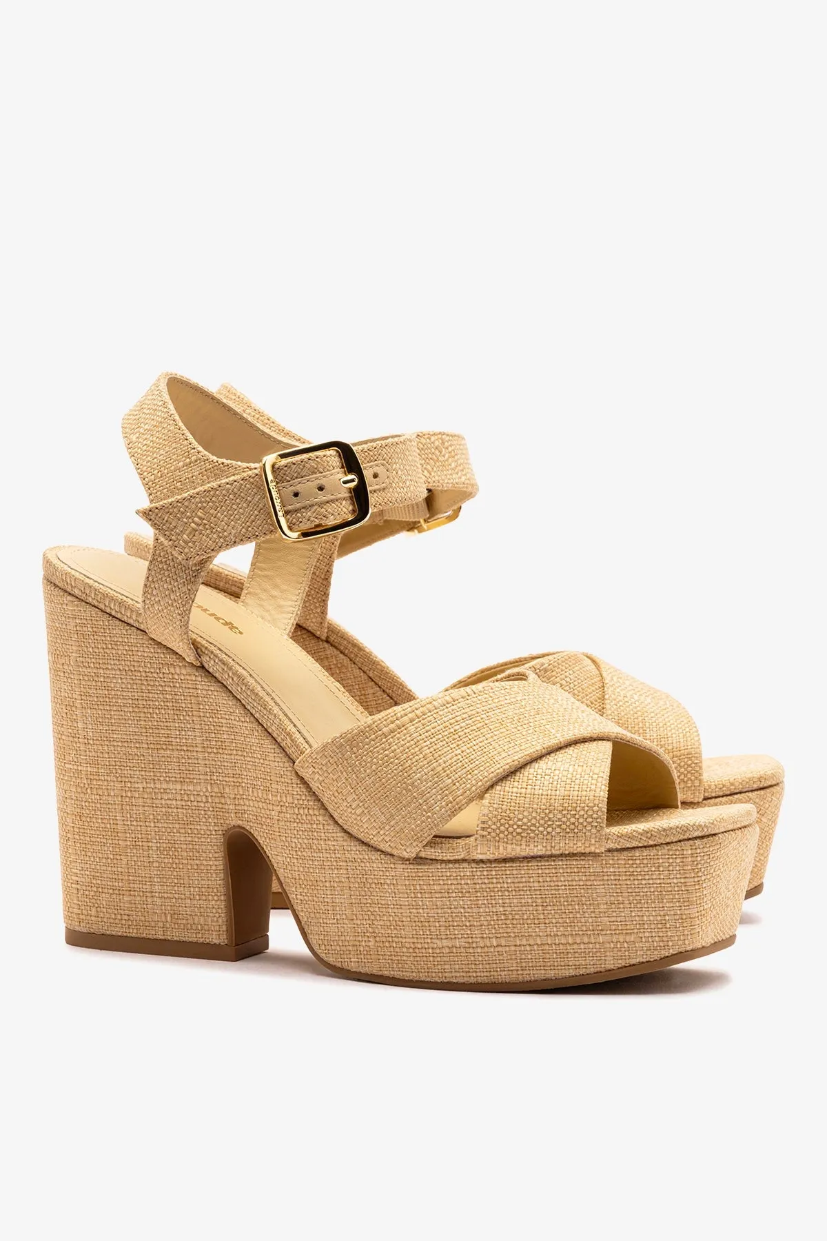 Cher Sandal In Beige Raffia sold by Larroude product image thumbnail 3