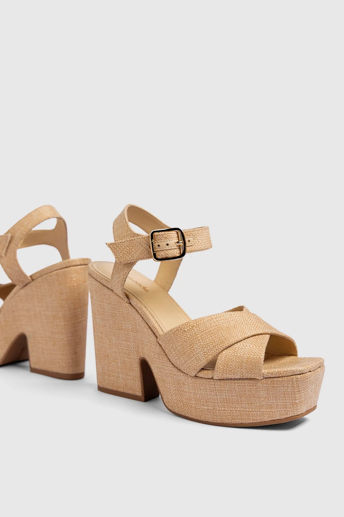 Cher Sandal In Beige Raffia sold by Larroude product image thumbnail 5