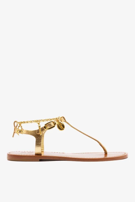Gipsy Sandal In Gold Metallic Leather sold by Larroude